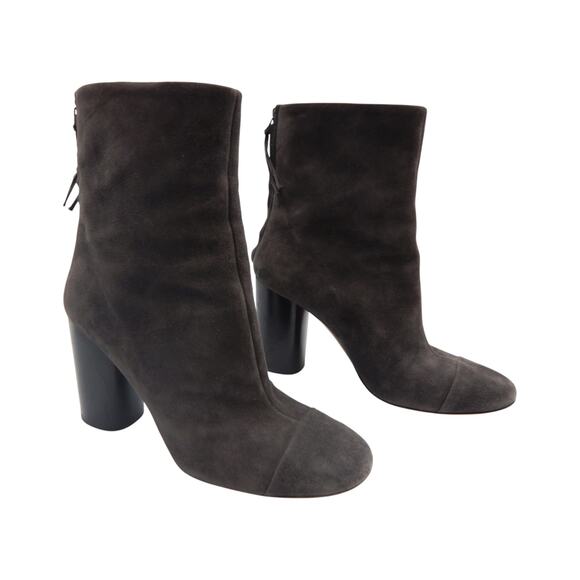 Isabel Marant Suede Back Zip Block Heels Ankle Boots Booties Black Size 38 US 8 - Picture 1 of 9